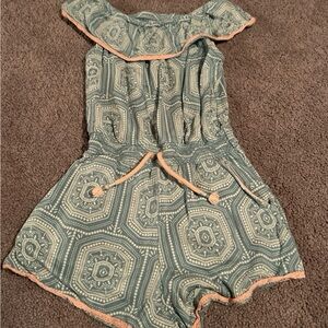 Stylish Green Patterned Kids Romper